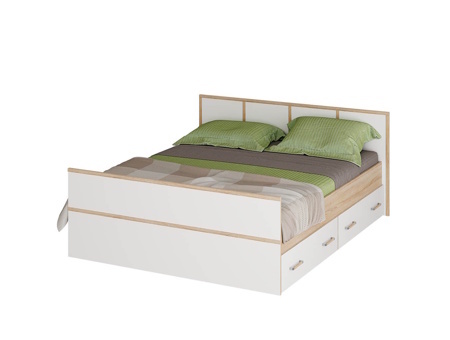 Кровать 1,4 м Сакура (Дуб сонома/Белый)